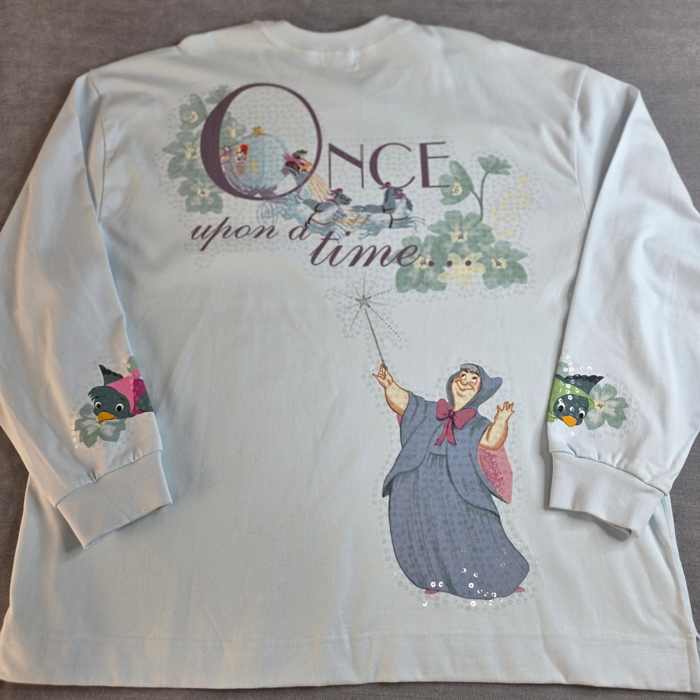 NWT Disney Cinderella 75th Anniversary Shirt Womens XL Blue Sequin Spirit Jersey - Picture 5 of 13